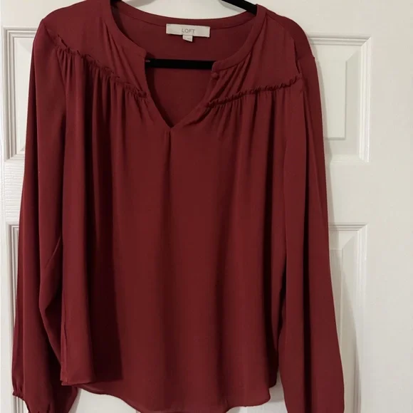 LOFT Deep Red Women's Blouse - Picture 1 of 2